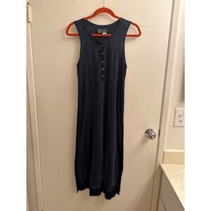 Anthropologie Saturday Sunday Pilar Henley Tank Side Slit Midi Navy Dress Small